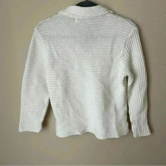 Willow White Heavy Knit Side Button V-Neck Collard Sweater Women’s Size … - Picture 5 of 5